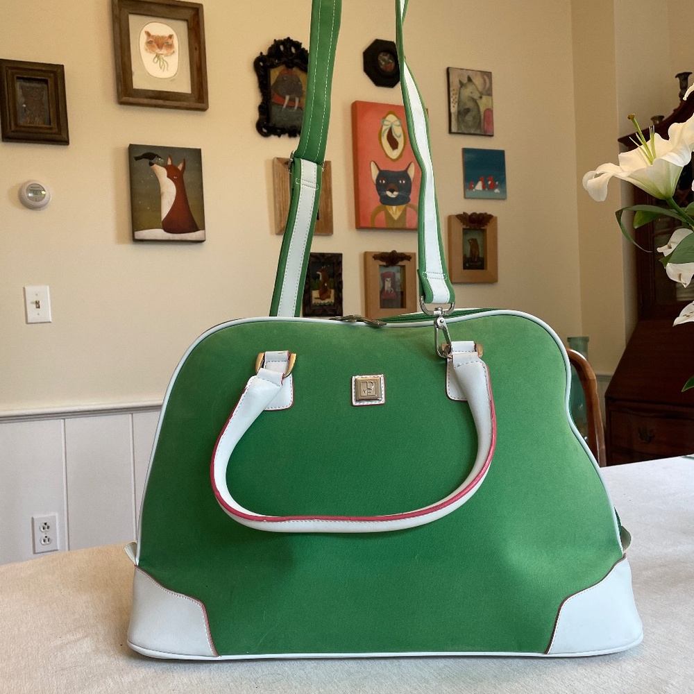 Diane Von Furstenberg Kelly Green Weekender Overnight Travel Bag